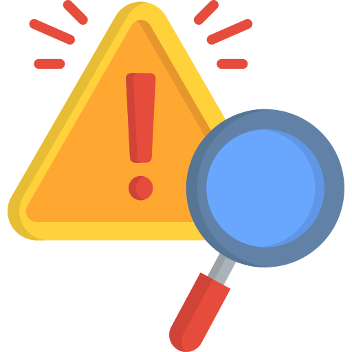 a yellow sign with a red handle and a magnifying glass