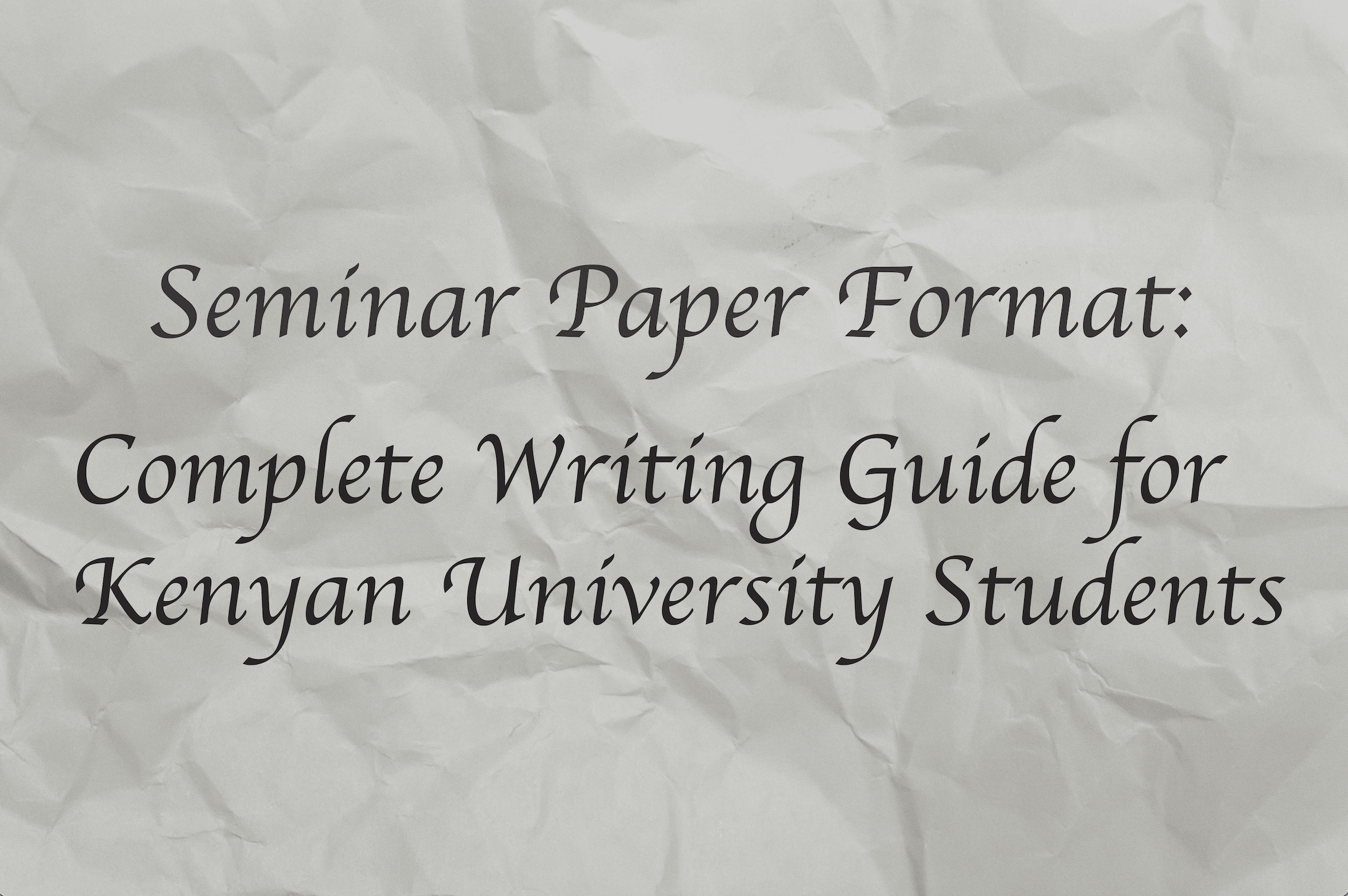 Seminar Paper Format